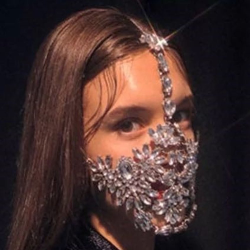 Crystal Face Mask Masquerade Full Face Jewelry Halloween Accessories Rhinestone - Picture 2 of 6